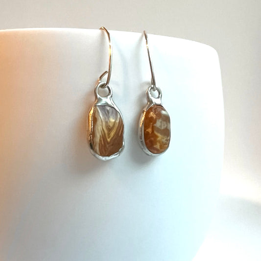 Tiffany Soldered & Sterling Southern Oregon Coast Banded Agate Earrings