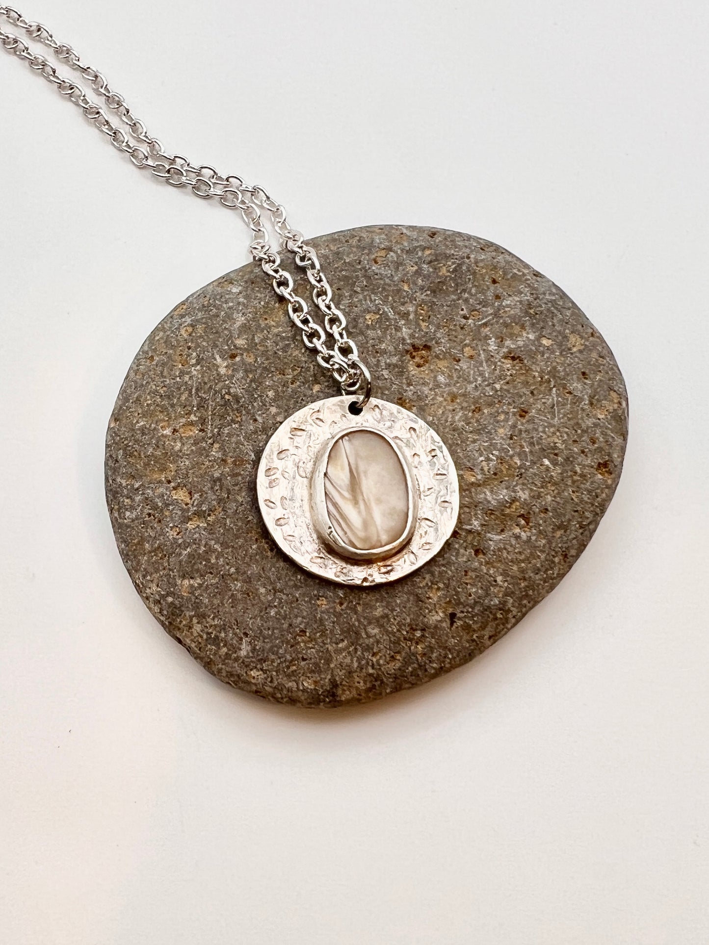 Oregon Shell with Textured Recycled Sterling Silver Pendant Necklace