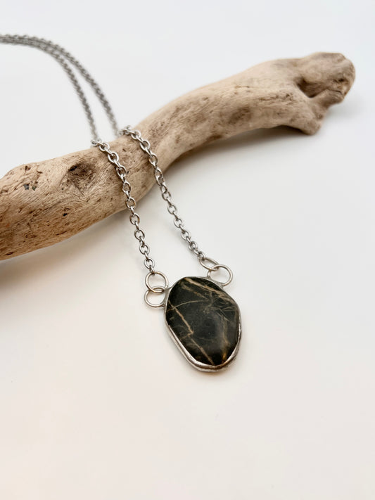 Tiffany Soldered Northern California Black Jade Pendant Necklace