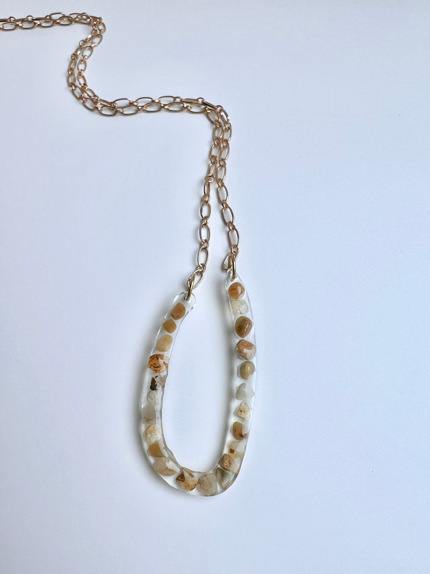 Oregon Agate in Resin Horseshoe Pendant Necklace