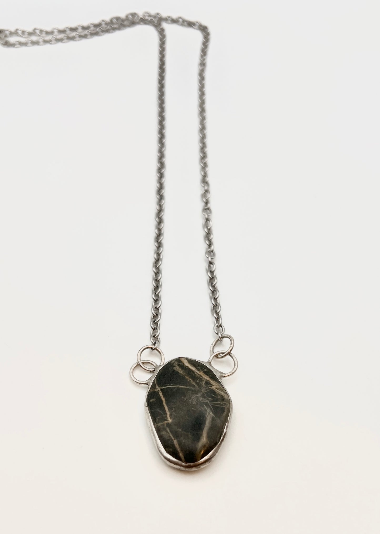 Tiffany Soldered Northern California Black Jade Pendant Necklace