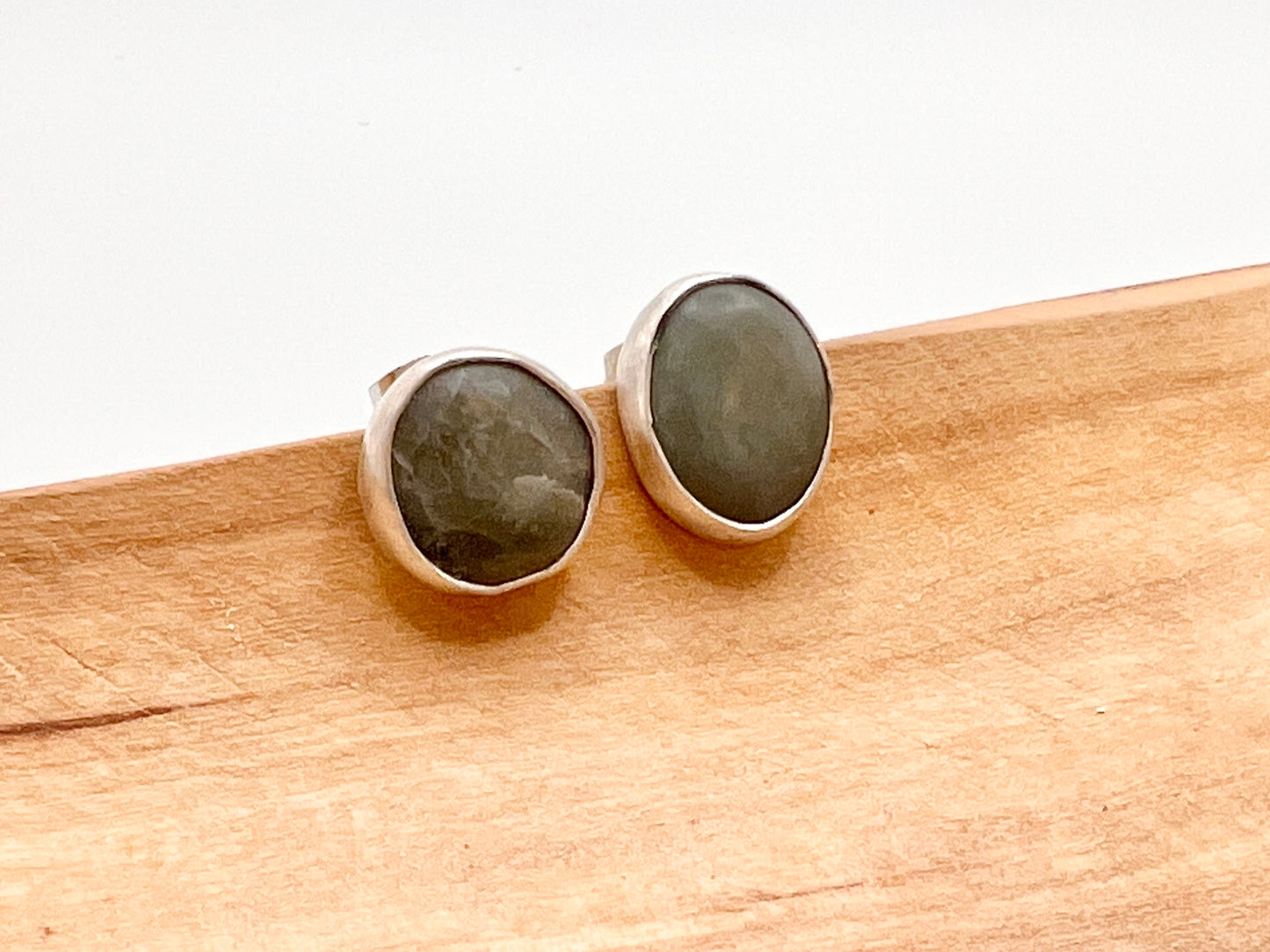 Sterling Silver Northern California Jade Stud Earrings