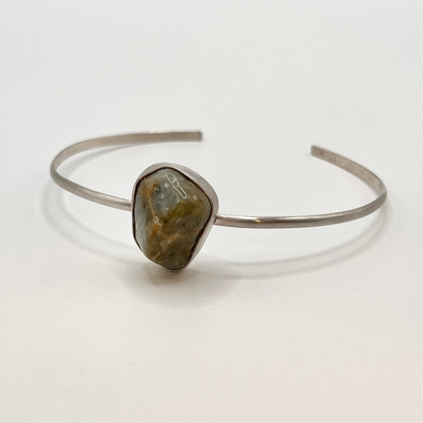 Recycled Sterling Silver & Oregon Coast Jasper Cuff Bracelet