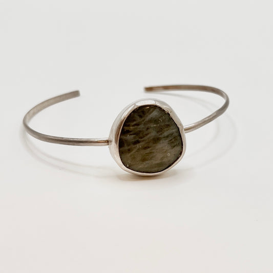 Recycled Sterling Silver & Northern California Serpentine Cuff Bracelet