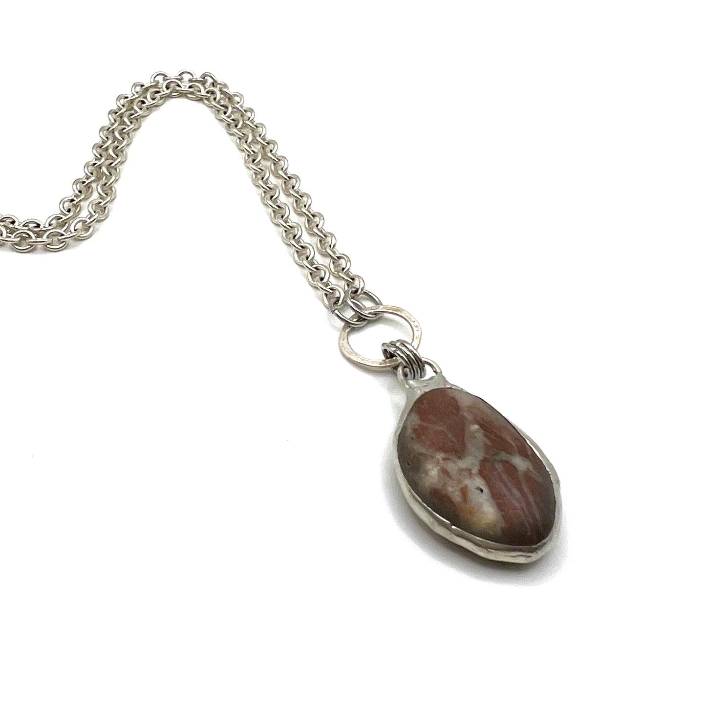 Tiffany Soldered Oregon Coast Brecciated Red Jasper & Recycled Sterling Pendant