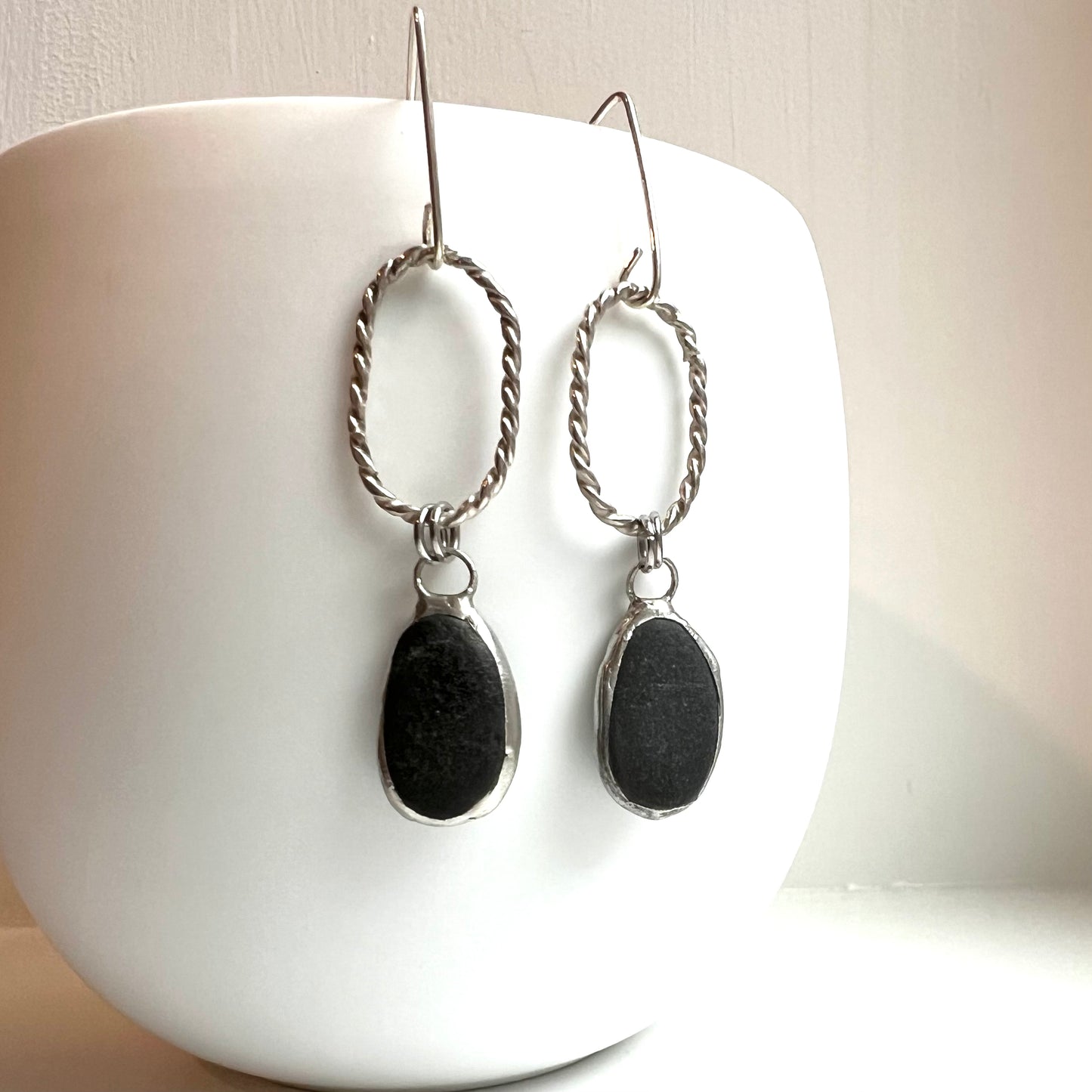 Tiffany Soldered & Sterling Oregon Basalt Earrings