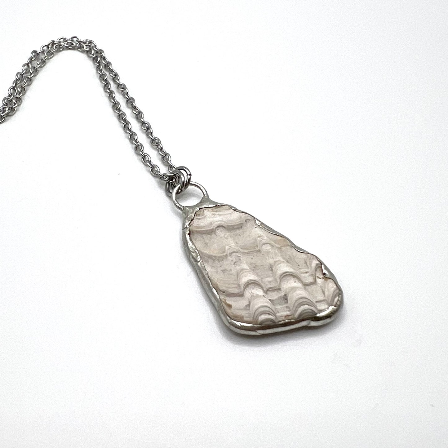 Tiffany Soldered Oregon Coast Shell Fossil Pendant Necklace - 20"